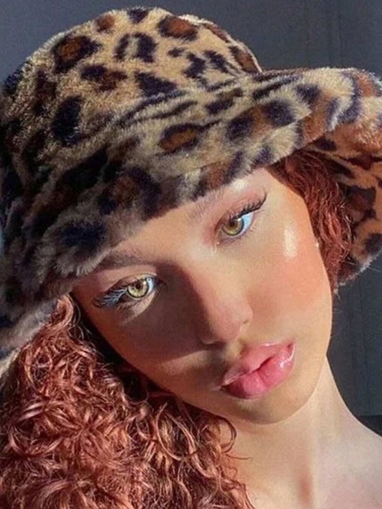 Classic Vegan Fur Leopard Print Bucket Hat main image 6